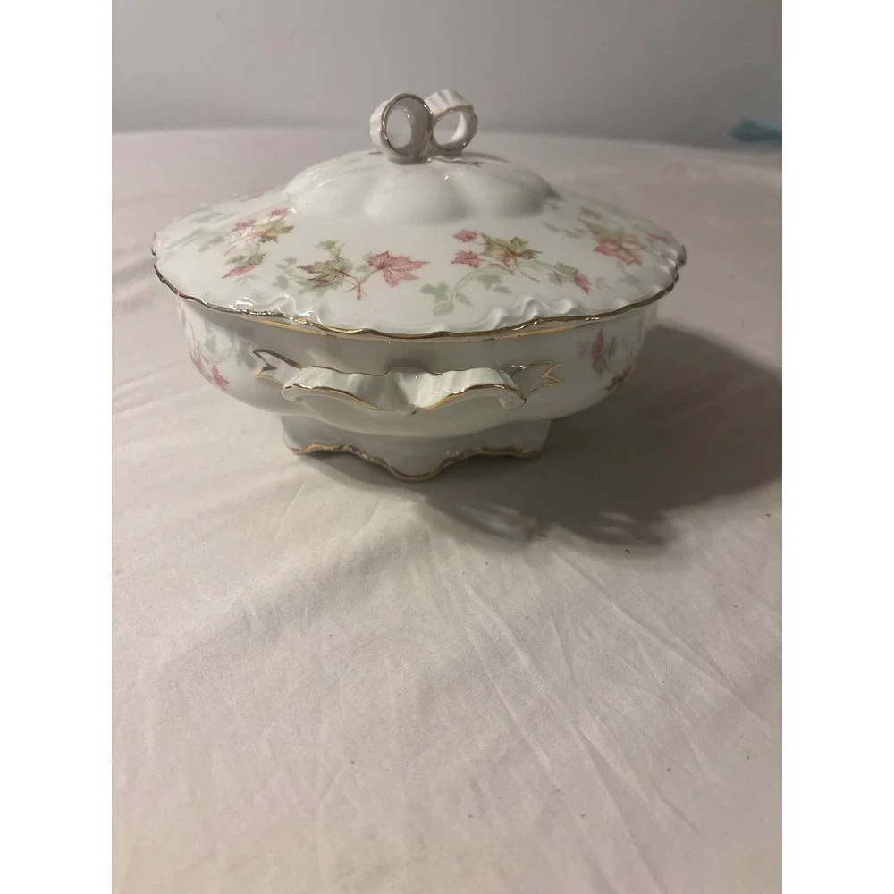 Hutschenreuther Selb Bavaria Tureen The Maple Leaf 7578 White Pink Gold